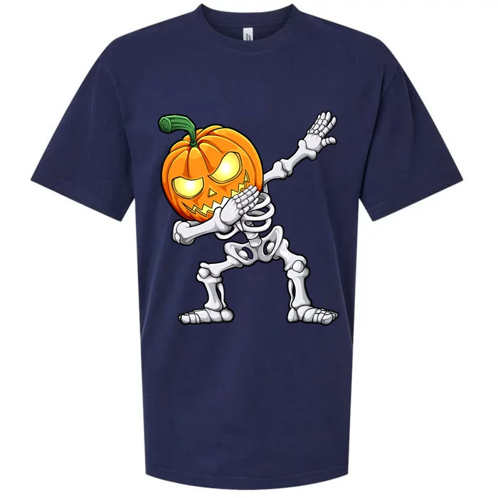 Halloween Dabbing Skeleton Scary Pumpkin Jack O Lantern Cool Gift Sueded Cloud Jersey T-Shirt