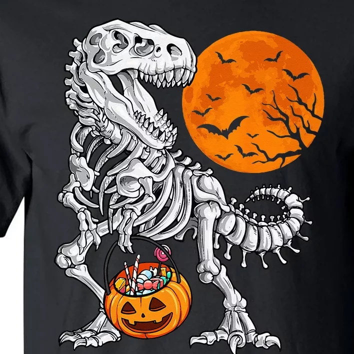 Halloween Dinosaur Skeleton T Rex Scary Pumpkin Moon Tall T-Shirt