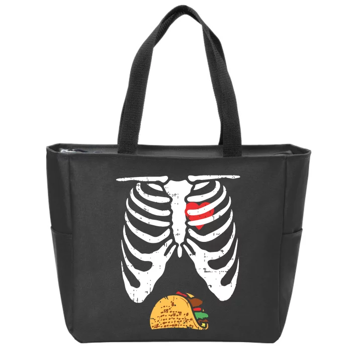 Halloween Dad Skeleton Taco Belly Funny Pregnancy Couple Zip Tote Bag