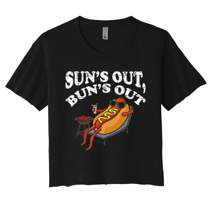 Hot Dog Sun´S Out Bun´S Out Bbq Women's Crop Top Tee