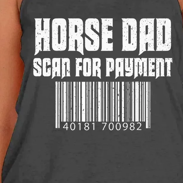 Horse Dad Scan For Payment Funny Horse Lover Father Day Gift Women's Knotted Racerback Tank