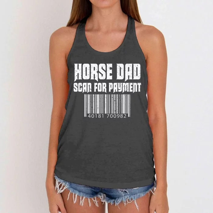 Horse Dad Scan For Payment Funny Horse Lover Father Day Gift Women's Knotted Racerback Tank