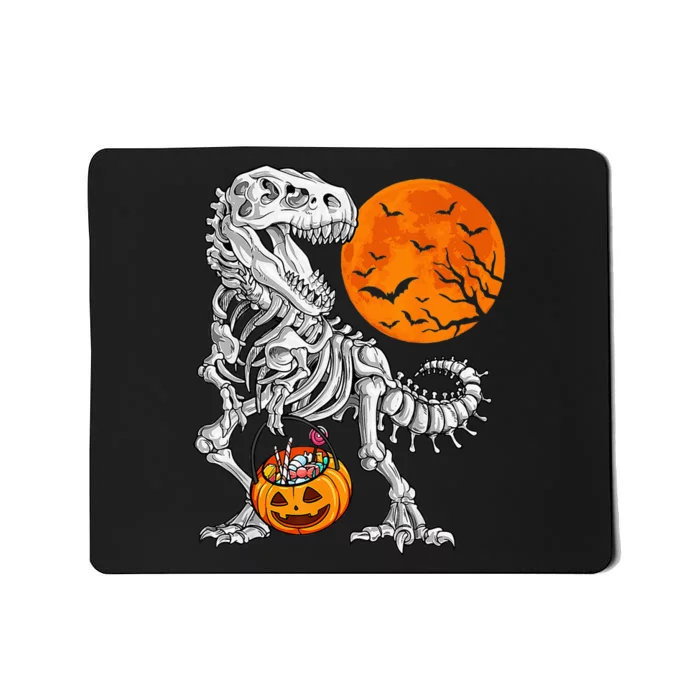 Halloween Dinosaur Skeleton T rex Scary Pumpkin Moon Mousepad