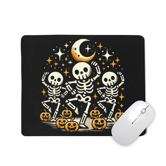 Happy Dancing Skeleton Halloween Pumpkin Fall Gift Mousepad