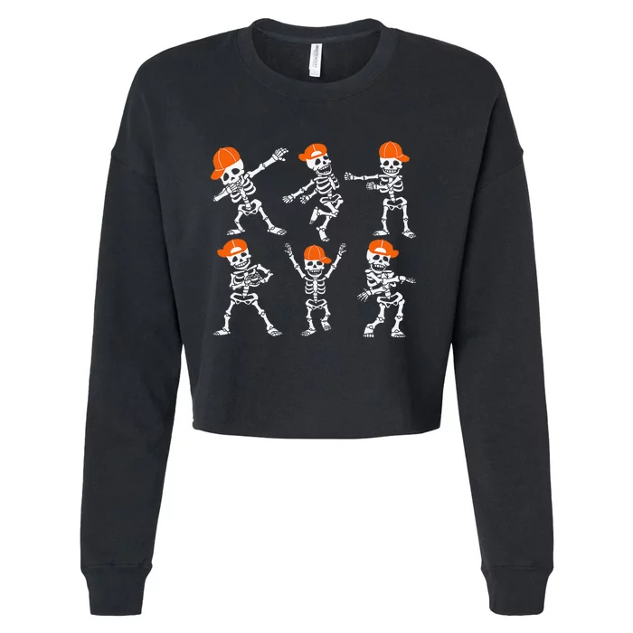 Halloween Dancing Skeleton Cap Funny Gift Cropped Pullover Crew