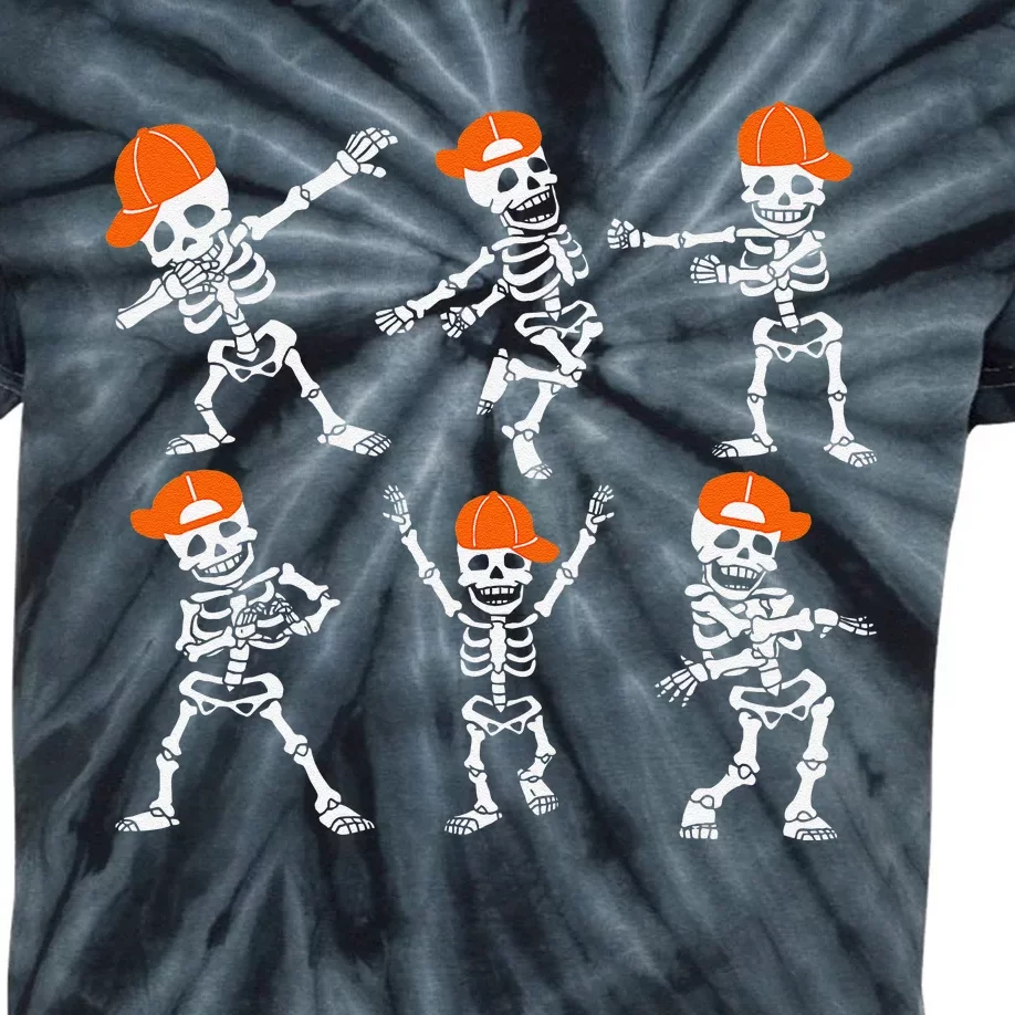 Halloween Dancing Skeleton Cap Funny Gift Kids Tie-Dye T-Shirt