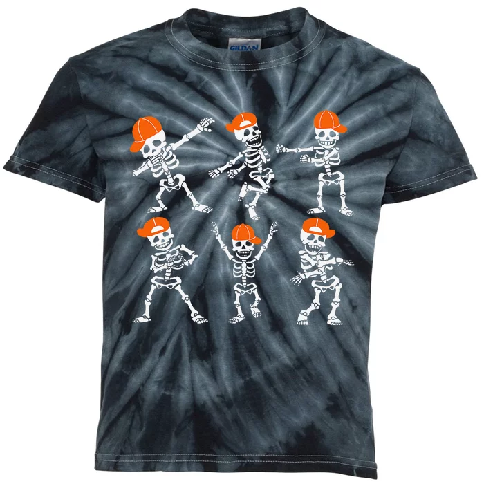 Halloween Dancing Skeleton Cap Funny Gift Kids Tie-Dye T-Shirt