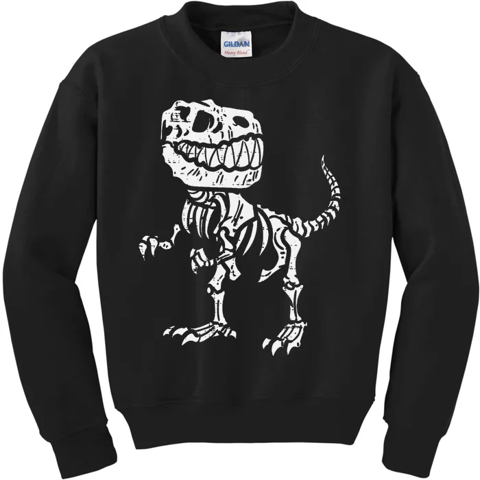 Halloween Dino Skeleton Trex Kids Sweatshirt