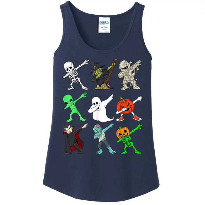 Halloween Dabbing Skeleton Witch And Monsters Ladies Essential Tank