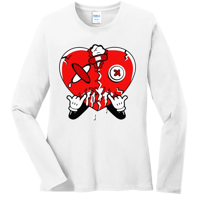 Heart Dripping Streetwear Chile Red 9s Matching Ladies Long Sleeve Shirt