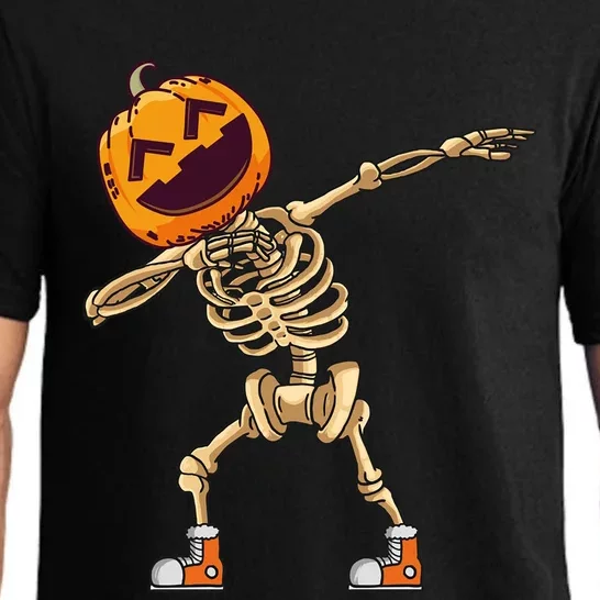 Halloween Dabbing Skeleton Pumpkin Head Dance Dab Gift Pajama Set