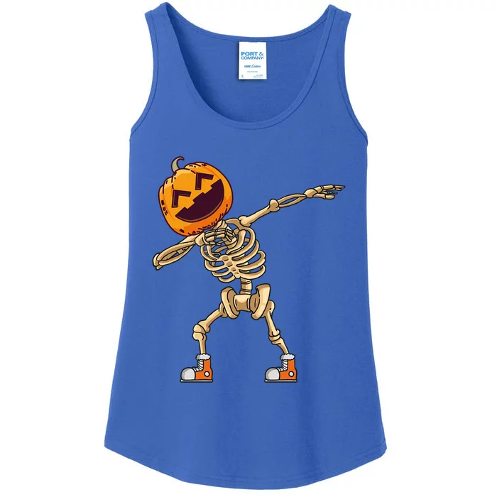 Halloween Dabbing Skeleton Pumpkin Head Dance Dab Gift Ladies Essential Tank