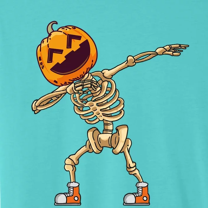 Halloween Dabbing Skeleton Pumpkin Head Dance Dab Gift ChromaSoft Performance T-Shirt