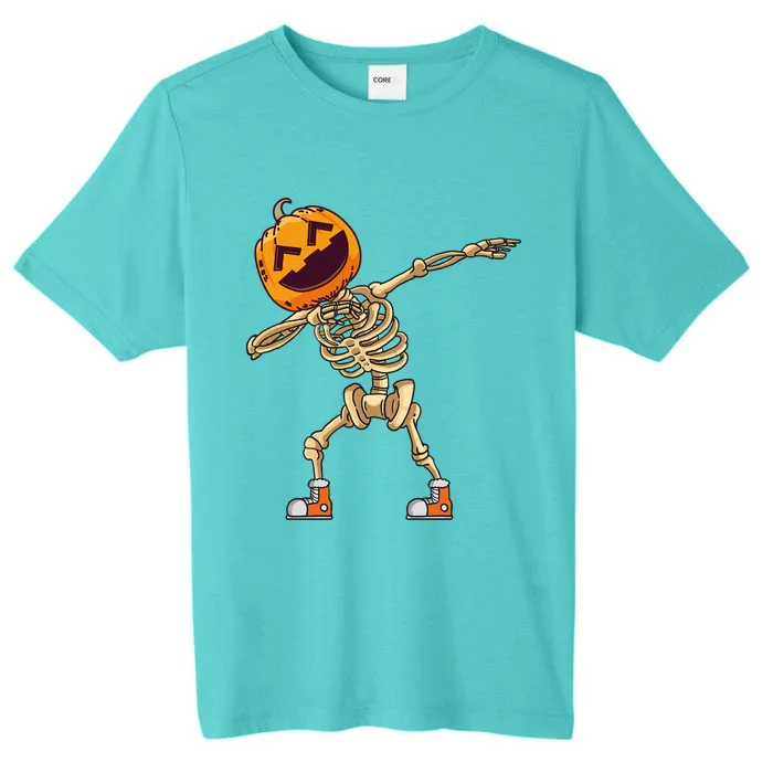 Halloween Dabbing Skeleton Pumpkin Head Dance Dab Gift ChromaSoft Performance T-Shirt