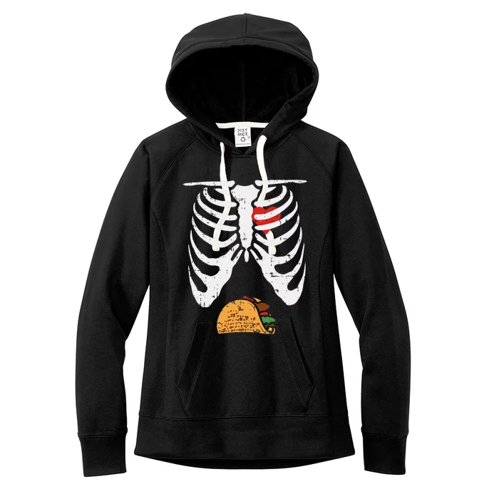 Halloween Dad Skeleton Taco Belly Women's Fleece Hoodie