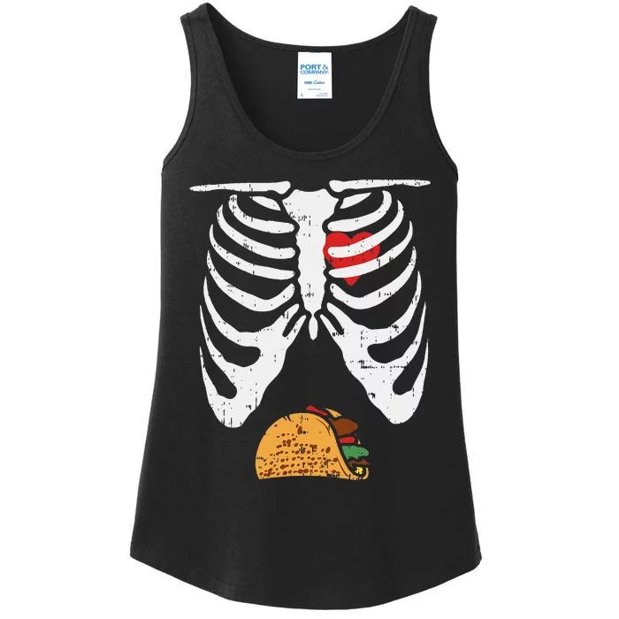 Halloween Dad Skeleton Taco Belly Ladies Essential Tank