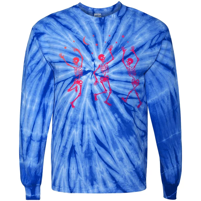 Halloween Dancing Skeletons Gift Tie-Dye Long Sleeve Shirt