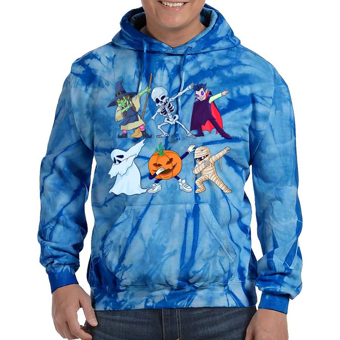 Halloween Dabbing Skeleton Pumpkin Dab Costume Gift Tie Dye Hoodie