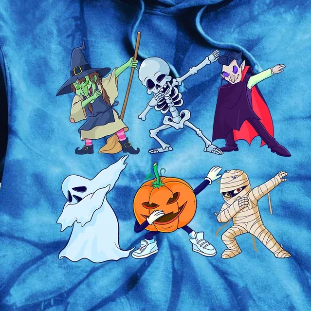 Halloween Dabbing Skeleton Pumpkin Dab Costume Gift Tie Dye Hoodie