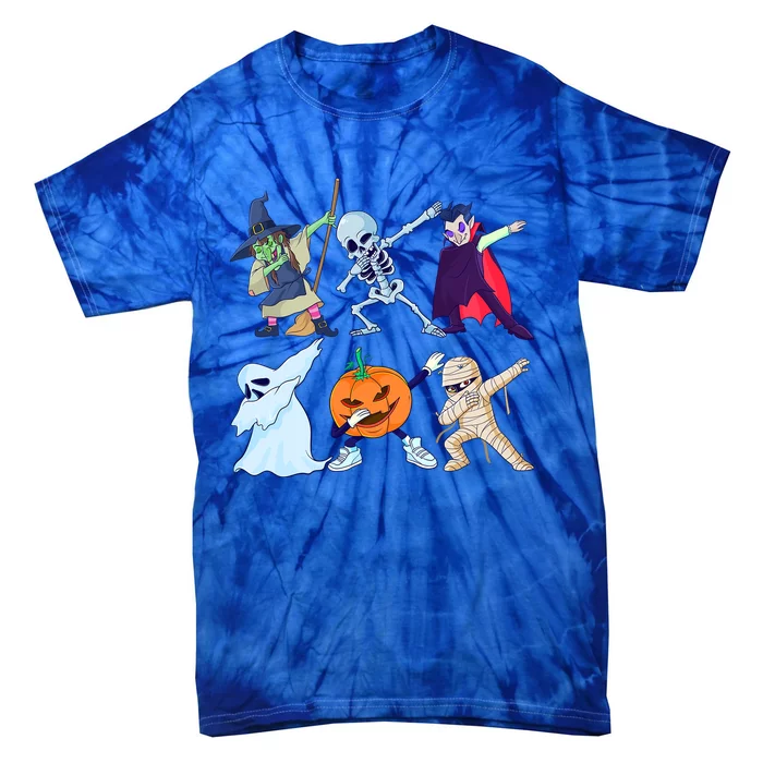 Halloween Dabbing Skeleton Pumpkin Dab Costume Gift Tie-Dye T-Shirt