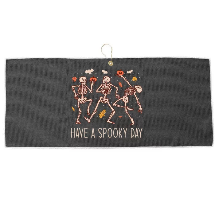 Halloween Dancing Skeletons Have A Spooky Day Large Microfiber Waffle Golf Towel