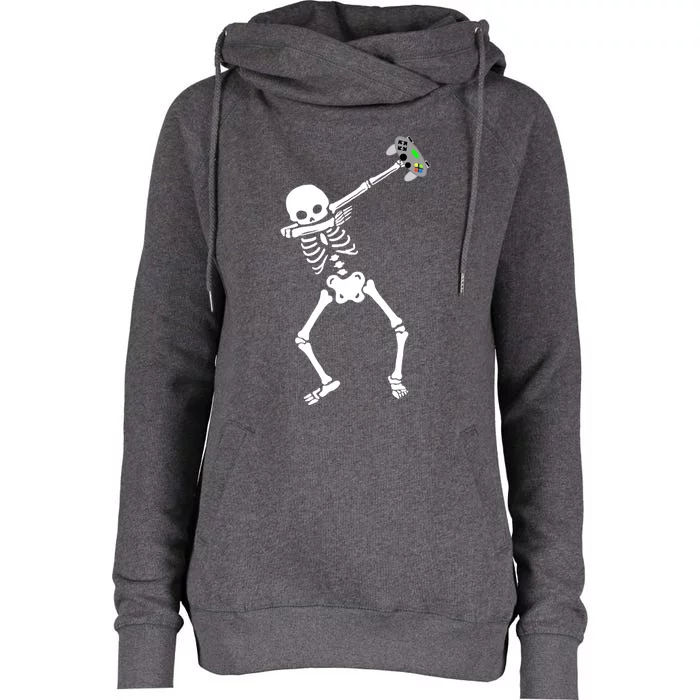 Halloween Dabbing Skeleton Gamer Dab Video Games Funny Gift Womens Funnel Neck Pullover Hood