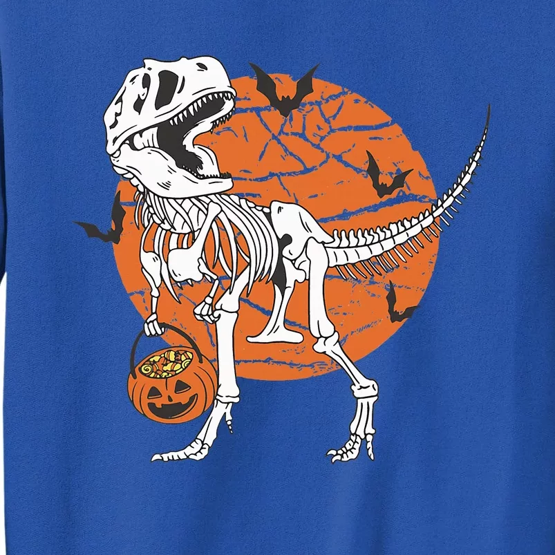 Halloween Dinosaur Skeleton T Rex Scary Pumpkin Moon Tall Sweatshirt