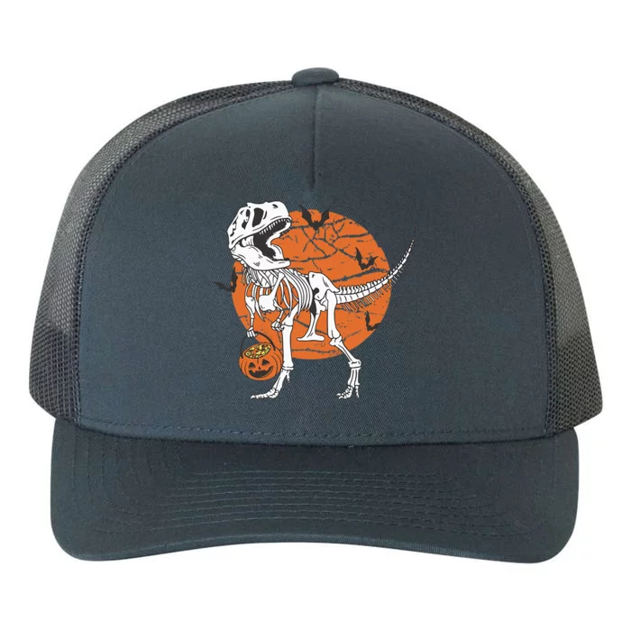 Halloween Dinosaur Skeleton T Rex Scary Pumpkin Moon Yupoong Adult 5-Panel Trucker Hat