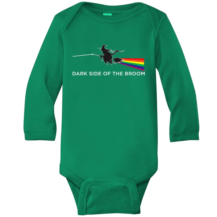 Halloween Dark Side Of The Broom Classic Rock Witch Baby Long Sleeve Bodysuit