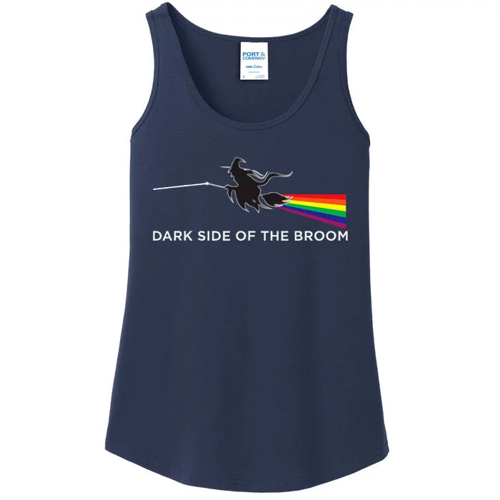 Halloween Dark Side Of The Broom Classic Rock Witch Ladies Essential Tank