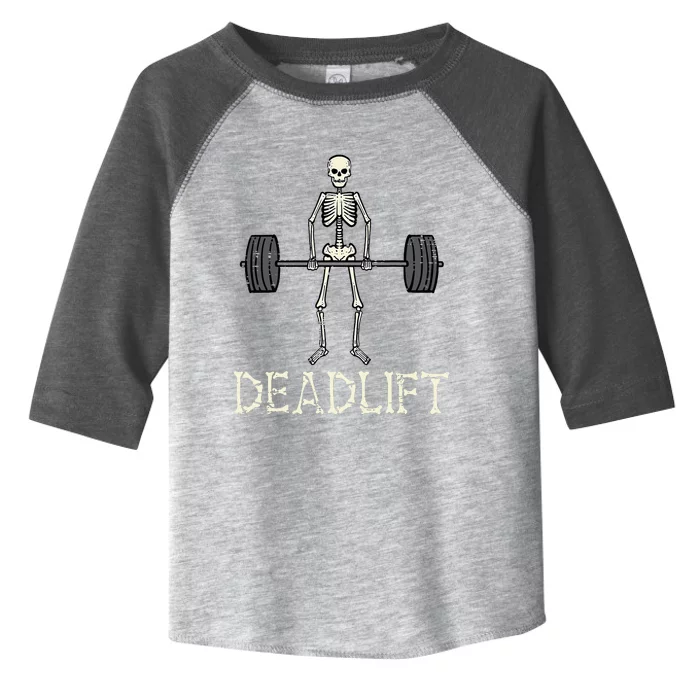 Halloween Deadlift Skeleton Gym Workout Costume Toddler Fine Jersey T-Shirt