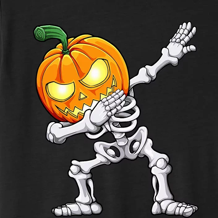 Halloween Dabbing Skeleton Scary Pumpkin Jack O Lantern ChromaSoft Performance T-Shirt