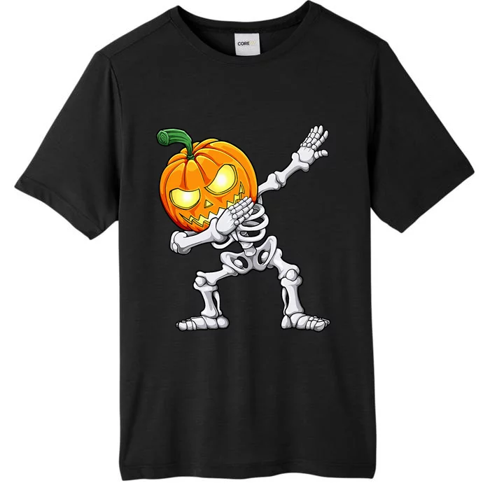 Halloween Dabbing Skeleton Scary Pumpkin Jack O Lantern ChromaSoft Performance T-Shirt