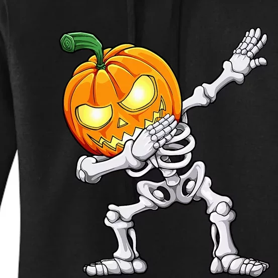 Halloween Dabbing Skeleton Scary Pumpkin Jack O Lantern Women's Pullover Hoodie