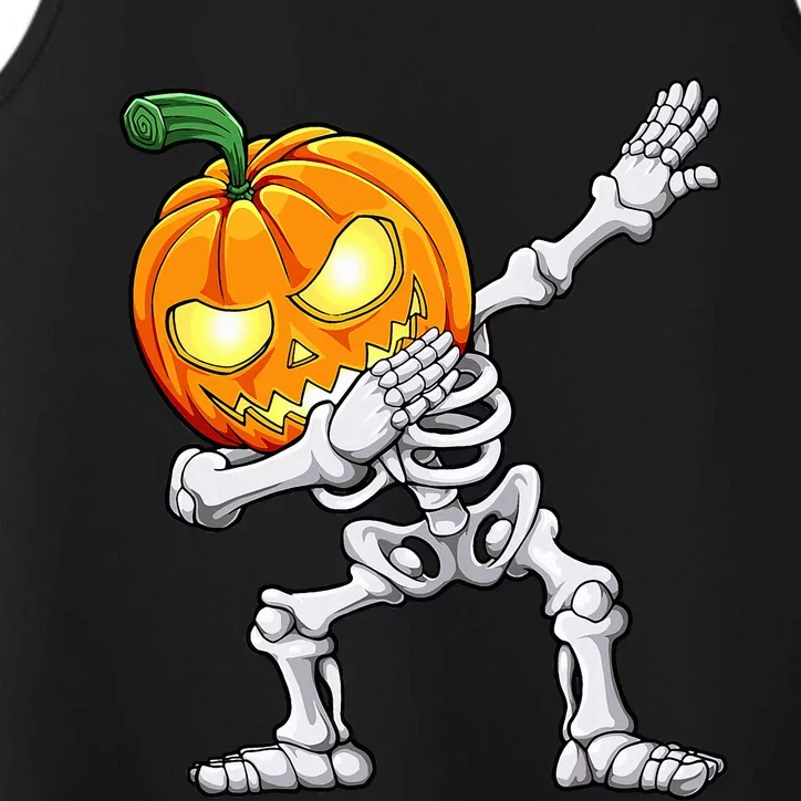 Halloween Dabbing Skeleton Scary Pumpkin Jack O Lantern Performance Tank