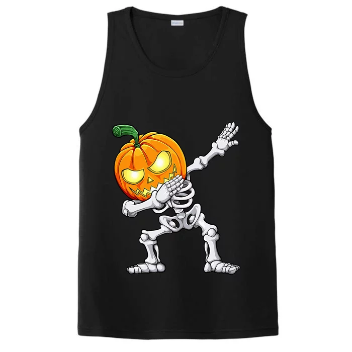 Halloween Dabbing Skeleton Scary Pumpkin Jack O Lantern Performance Tank