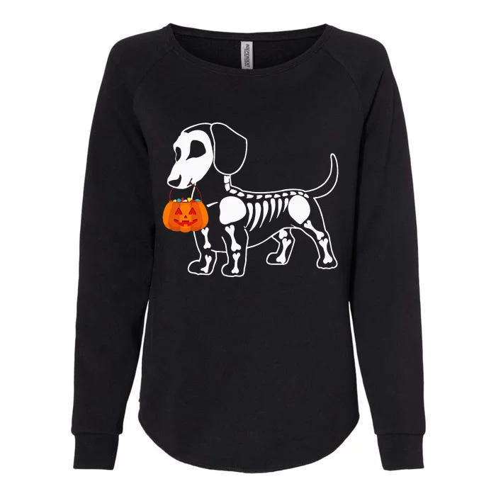 Halloween Dachshund Skeleton Weenie Wiener Sausage Dog Womens California Wash Sweatshirt