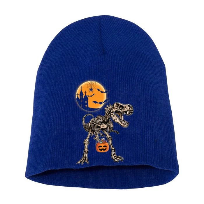 Halloween Dinosaur Skeleton T Rex Scary Pumpkin Moon Great Gift Short Acrylic Beanie