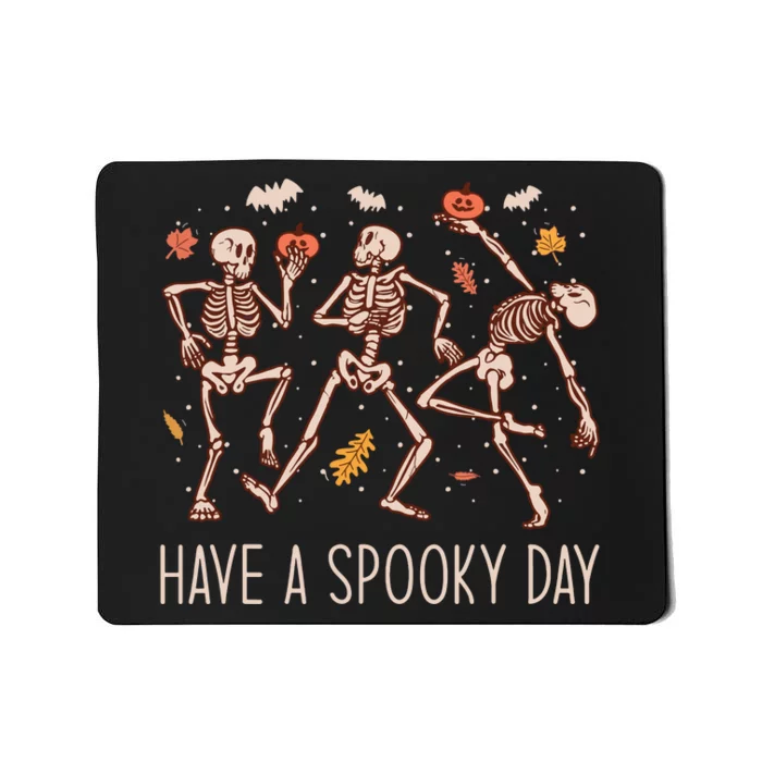 Halloween Dancing Skeletons Have A Spooky Day Fun Retro Joy Mousepad