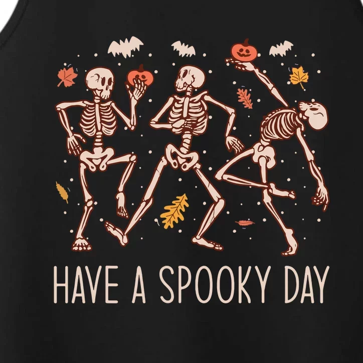 Halloween Dancing Skeletons Have A Spooky Day Fun Retro Joy Performance Tank