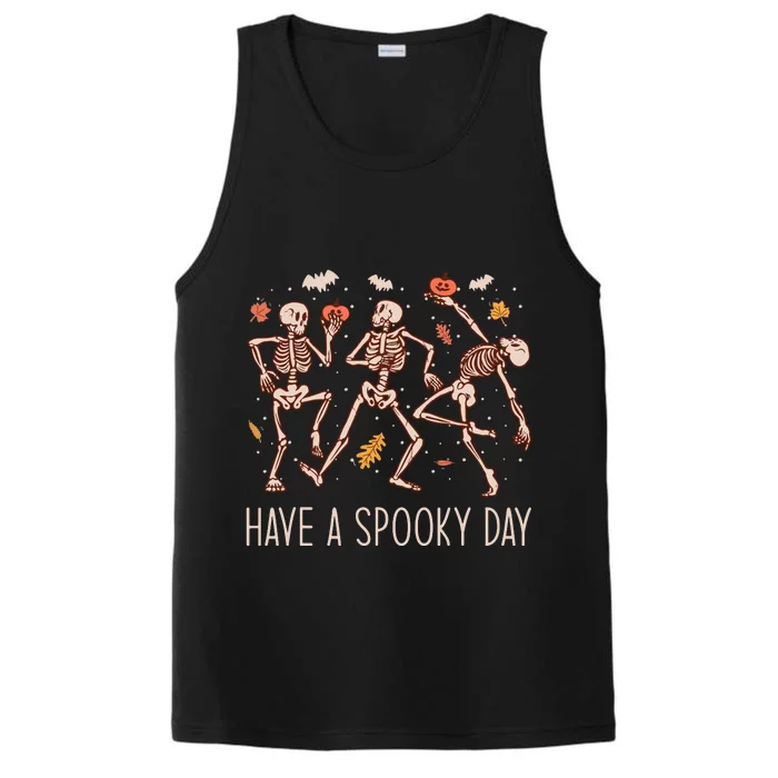 Halloween Dancing Skeletons Have A Spooky Day Fun Retro Joy Performance Tank