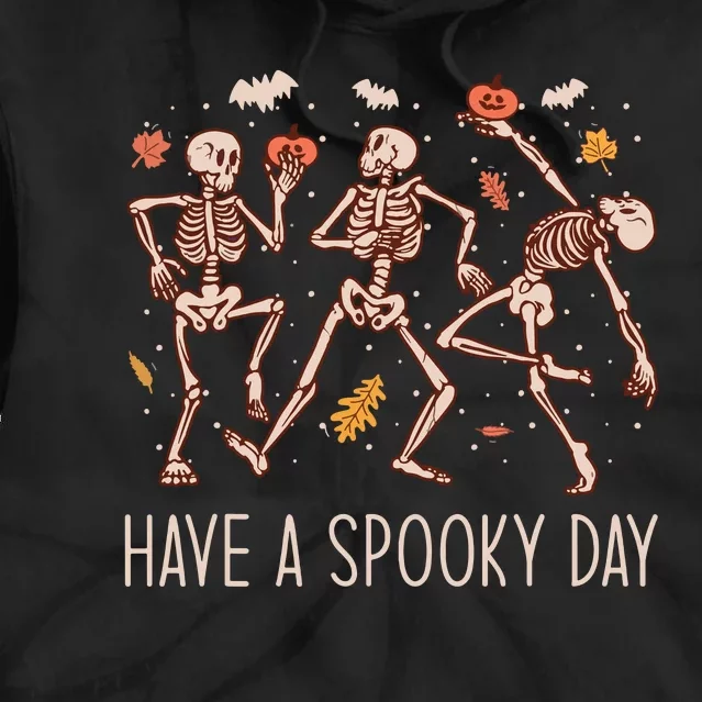 Halloween Dancing Skeletons Have A Spooky Day Fun Retro Joy Tie Dye Hoodie