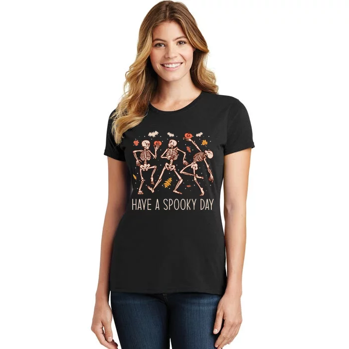 Halloween Dancing Skeletons Have A Spooky Day Fun Retro Joy Women's T-Shirt