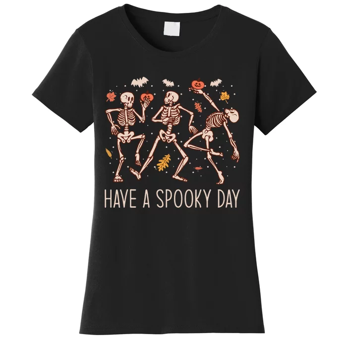 Halloween Dancing Skeletons Have A Spooky Day Fun Retro Joy Women's T-Shirt