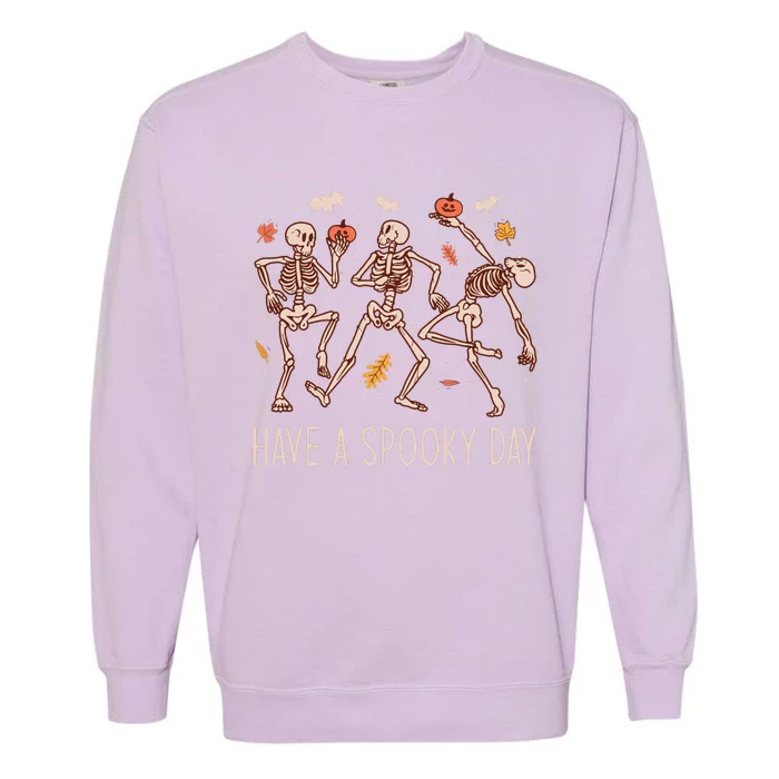 Halloween Dancing Skeletons Have A Spooky Day Fun Retro Joy Garment-Dyed Sweatshirt