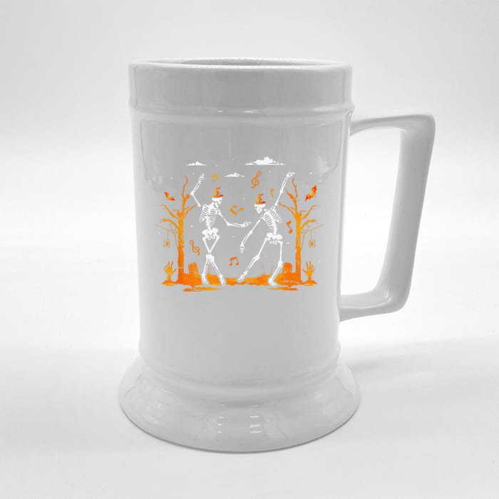 Halloween Dancer Spooky Dancing Skeleton Trick Or Treating Front & Back Beer Stein