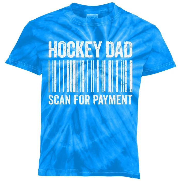 Hockey Dad Scan For Payment Hockey Lover Daddy Kids Tie-Dye T-Shirt