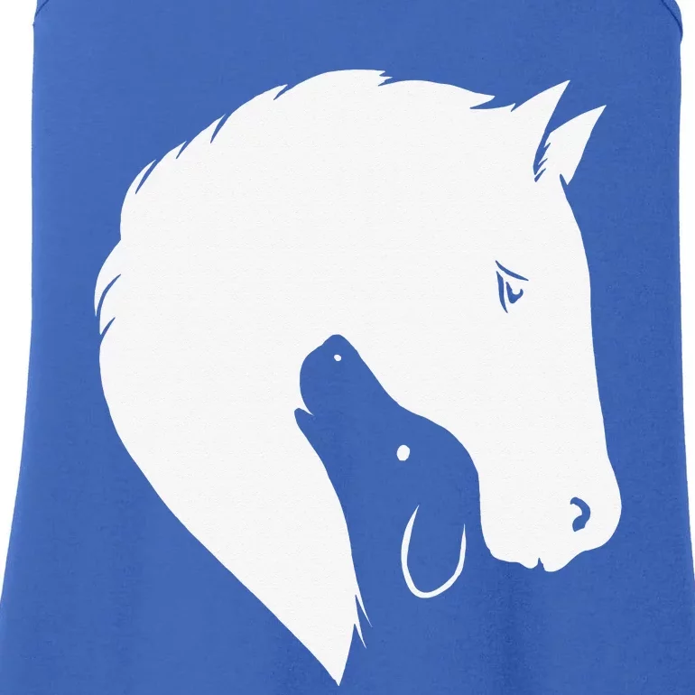 Horse Dog Silhouette Funny Equine Canine Ladies Essential Tank