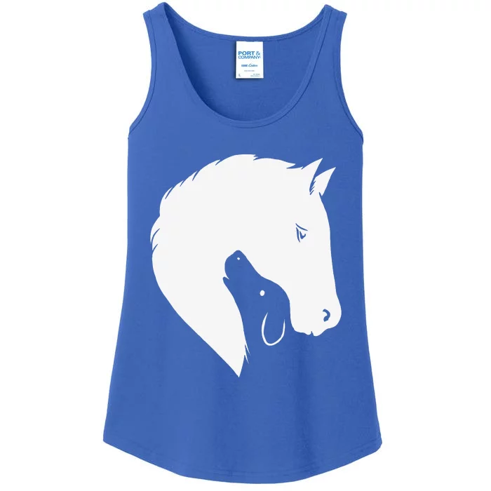 Horse Dog Silhouette Funny Equine Canine Ladies Essential Tank