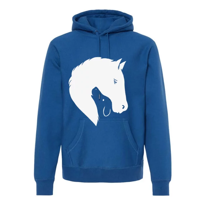 Horse Dog Silhouette Funny Equine Canine Premium Hoodie